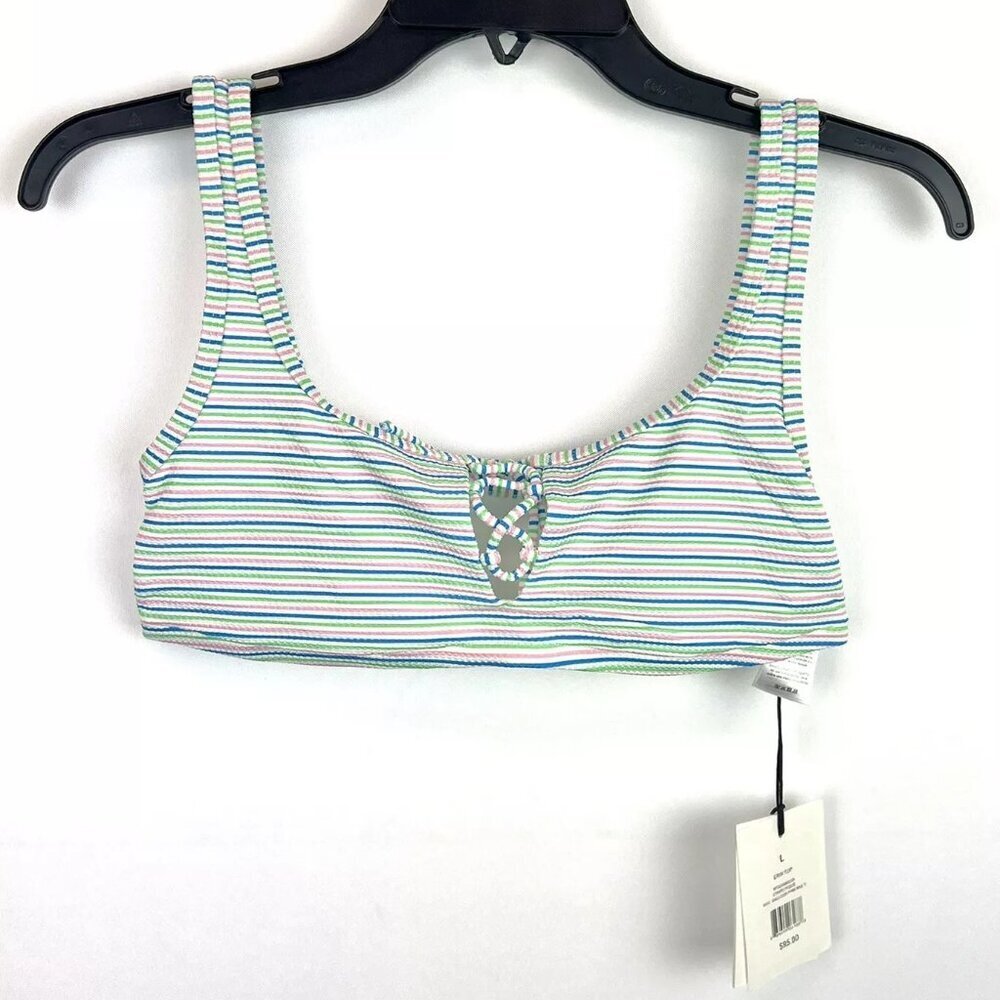 Onia Women’s Erin Striped Green/Blue Bikini Top Size L